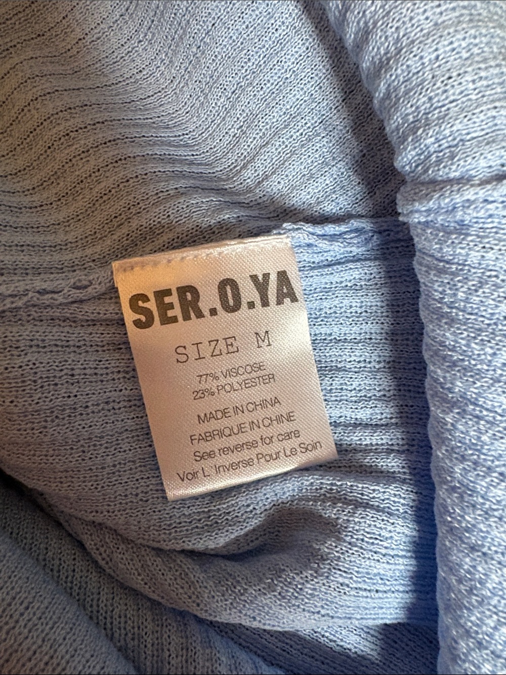 SER.O.YA Light Blue Ribbed Off-Shoulder Long Sleeve Dress - Picture 4 of 4